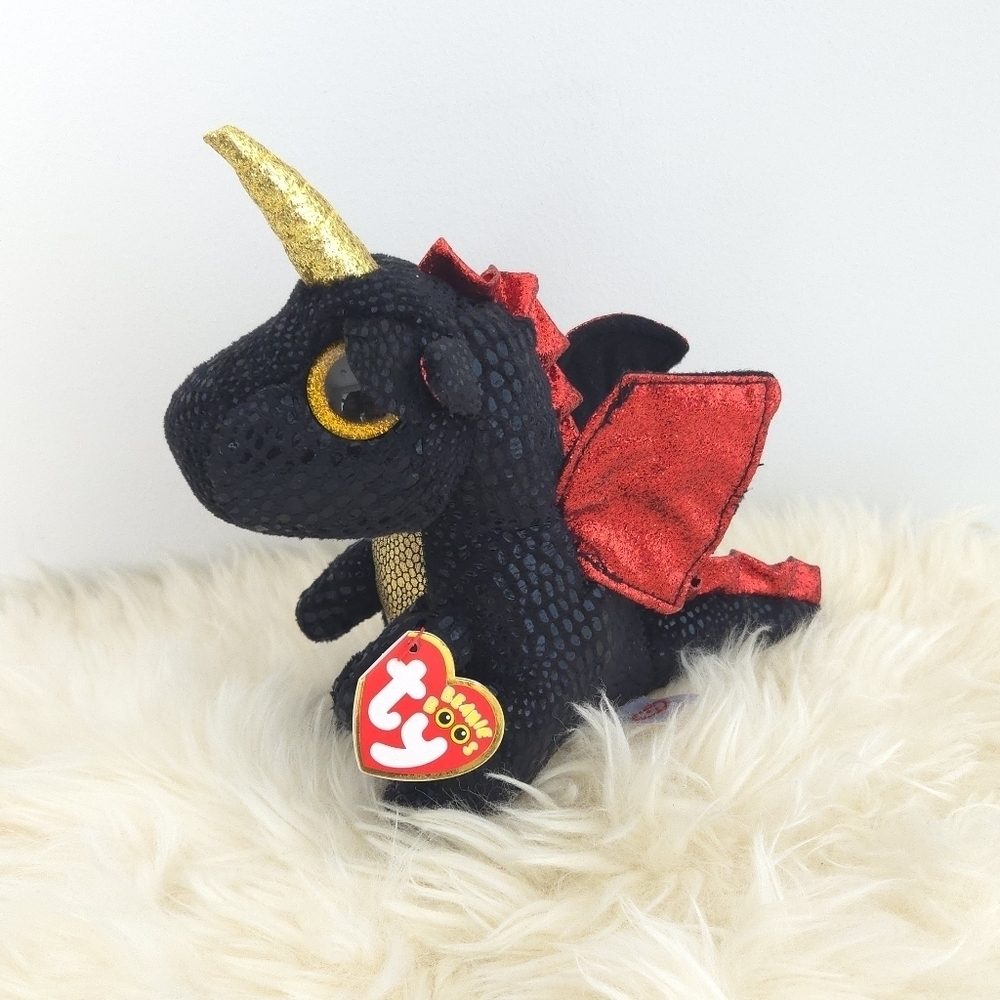 Ty Beanie Boos Grindal the Unicorn Dragon Plush Toy 6"